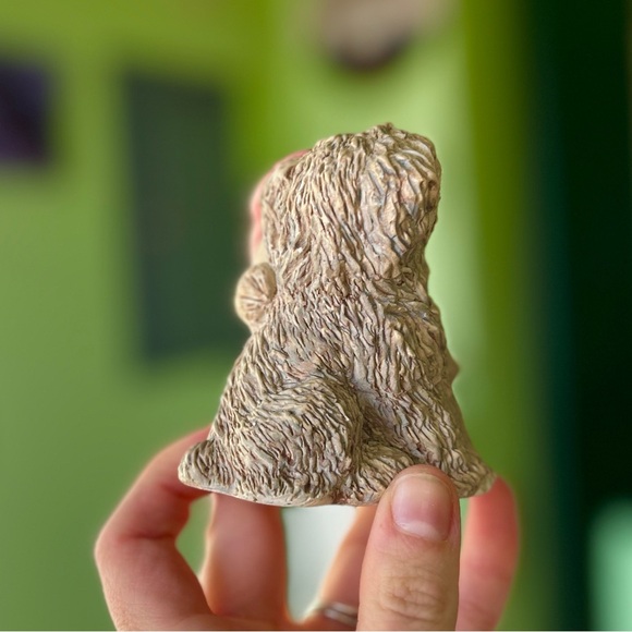 VTG Cute Rustic Shaggy Dog & Teddy Bear Cottagecore Mini Figurine Decor Accent - Picture 5 of 11